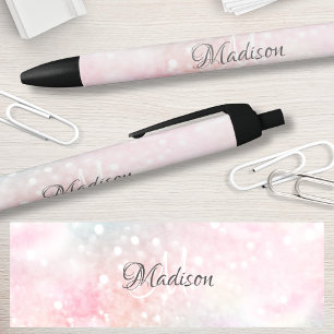 roze glitter Girly Glamoureus Zwarte Inkt Pen
