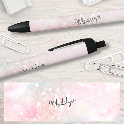  roze glitter Girly Glamoureus Zwarte Inkt Pen