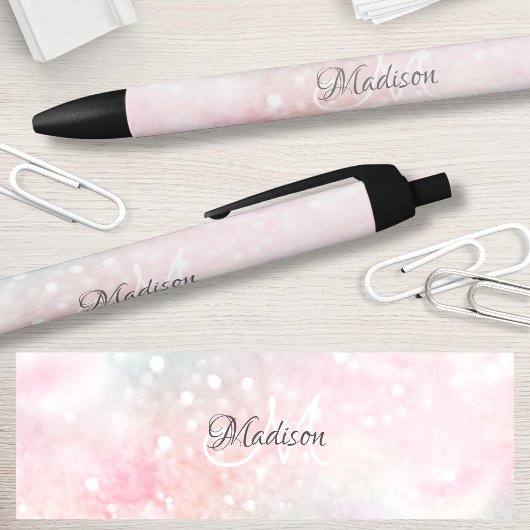  roze glitter Girly Glamoureus Zwarte Inkt Pen