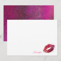 Roze glitter Girly Lipstick Kiss gepersonaliseerd