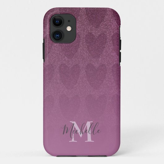 Roze Glitter Girly Monogram Case-Mate iPhone Case (Achterkant)