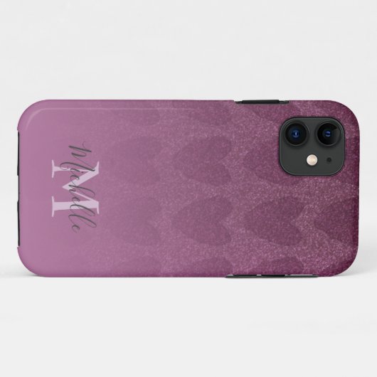 Roze Glitter Girly Monogram Case-Mate iPhone Case (Achterkant (horizontaal))