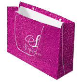 Roze Glitter Girly Monogrammen Kutkleurig Groot Cadeauzakje (Voorkant Gekanteld)