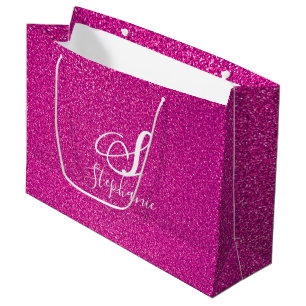 Roze Glitter Girly Monogrammen Kutkleurig  Groot Cadeauzakje