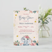 Roze glitter girly schattig baby shower kaart (Staand voorkant)