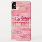 Roze Glitter Girly Shimmer Persoonlijke naam Case-Mate iPhone Case (Achterkant)