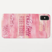 Roze Glitter Girly Shimmer Persoonlijke naam Case-Mate iPhone Case (Achterkant (horizontaal))