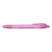 Roze Glitter Girly Shiny Specialized Name Script Zwarte Inkt Pen (Bovenkant)