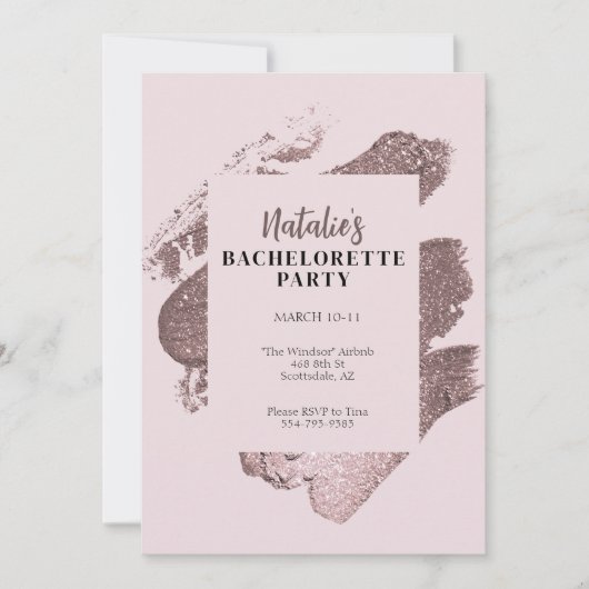 Roze Glitter Glam Bachelorette Party Uitnodiging (Voorkant)