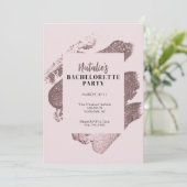 Roze Glitter Glam Bachelorette Party Uitnodiging (Staand voorkant)