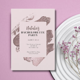 Roze Glitter Glam Bachelorette Party Uitnodiging
