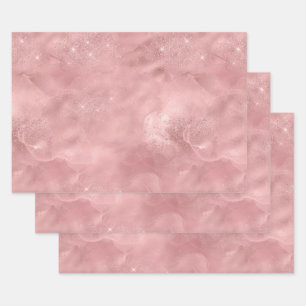 Roze Glitter Glam Bling Trendy Stylish voor haar w Inpakpapier Vel