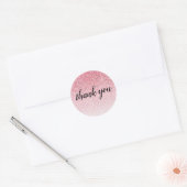 Roze Glitter Glam Dank u wel de verjaardag Ronde Sticker (Envelop)