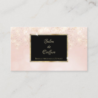 Roze Glitter Glam Elegant Zwart en Goud Salon Visitekaartje