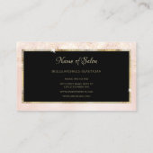 Roze Glitter Glam Elegant Zwart en Goud Salon Visitekaartje (Achterkant)