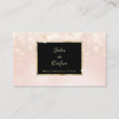Roze Glitter Glam Elegant Zwart en Goud Salon Visitekaartje (Voorkant)
