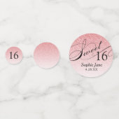 Roze Glitter Glam Gepersonaliseerde Sweet 16 Confe Confetti (Voorkanten)