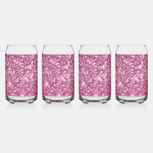  Roze Glitter Glam Hart Blikvorm Glas (Achterkant)