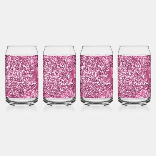 Roze Glitter Glam Hart Blikvorm Glas (Rechts)