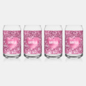 Roze Glitter Glam Hart Blikvorm Glas (Voorkant)
