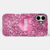 Roze Glitter Glam Hart Case-Mate iPhone Case (Achterkant (horizontaal))