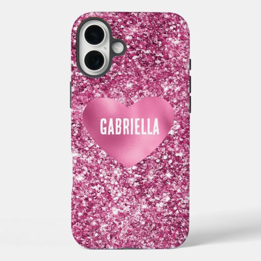 Roze Glitter Glam Hart Case-Mate iPhone Case (Achterkant)