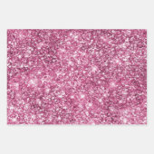 Roze Glitter Glam Hart Verjaardag Inpakpapier Vel (Voorkant)