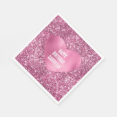 Roze Glitter Glam Hart Verjaardag Servet (Hoek)