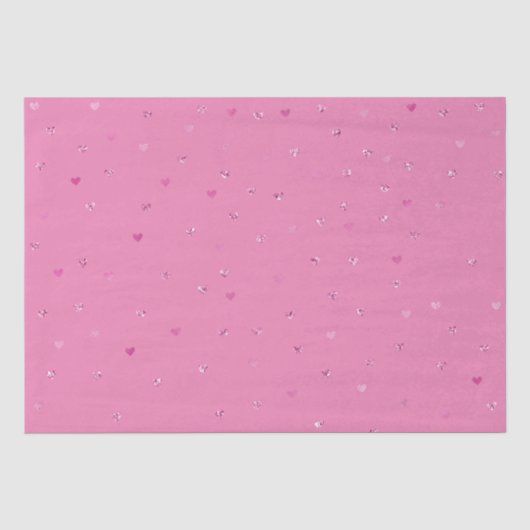 Roze Glitter Glam Harten Verjaardag Tissuepapier (Voorkant)