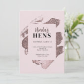 Roze Glitter Glam Hens Party Uitnodigingsroute Kaart (Staand voorkant)