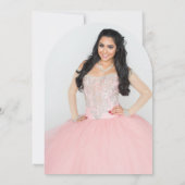 Roze Glitter Glam Quinceañera Ballon Foto Kaart (Achterkant)