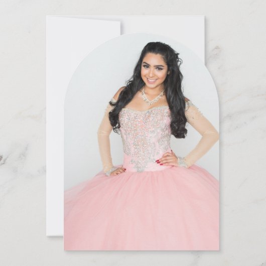 Roze Glitter Glam Quinceañera Ballon Foto Kaart (Achterkant)