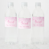Roze Glitter, Glam Sweet 16 Waterfles Etiket (Flessen)
