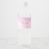 Roze Glitter, Glam Sweet 16 Waterfles Etiket (Voorkant)