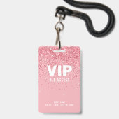 Roze Glitter Glam VIP Al identiteitskaart van de G Badge (Front with Lanyard)
