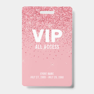 Roze Glitter Glam VIP Al identiteitskaart van de G Badge