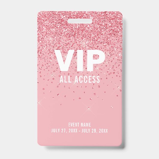 Roze Glitter Glam VIP Al identiteitskaart van de G Badge (Front)