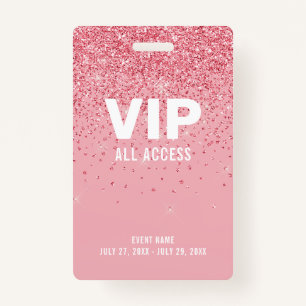 Roze Glitter Glam VIP Al identiteitskaart van de G Badge