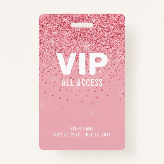 Roze Glitter Glam VIP Al identiteitskaart van de G Badge (Voorkant)