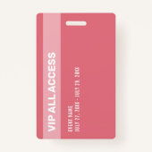 Roze Glitter Glam VIP Al identiteitskaart van de G Badge (Achterkant)