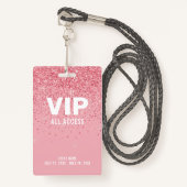 Roze Glitter Glam VIP Al identiteitskaart van de G Badge (Voorkant met draagriem)