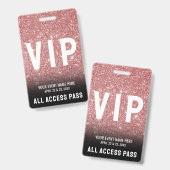 Roze Glitter Glam VIP All Access Pass Evenement Badge (Voor- en achterkant)