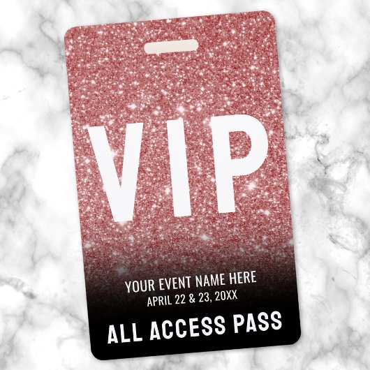 Roze Glitter Glam VIP All Access Pass Evenement Badge