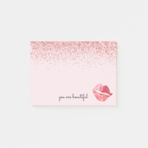Roze Glitter Glam Waterverf Kus Post-it® Notes