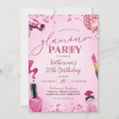 Roze Glitter Glamour Make Up Verjaardag Kaart (Voorkant)