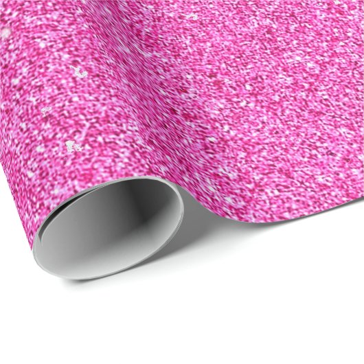 Roze Glitter Glamour Sjabloon Elegant Modern Cadeaupapier (Rol Hoek)