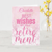 Roze Glitter Glamoureuze pensioenwensen Kaart (Gele Bloem)