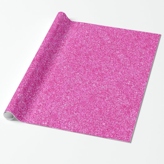 Roze Glitter Glamoureuze Sjabloon Elegant Modern Cadeaupapier (Uitgerold)
