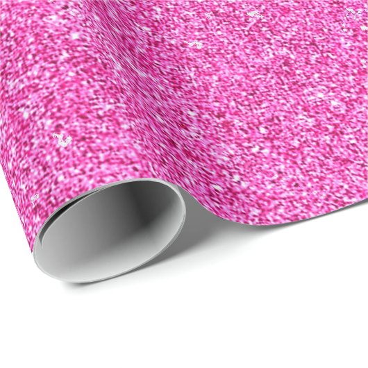 Roze Glitter Glamoureuze Sjabloon Elegant Modern Cadeaupapier (Rol Hoek)
