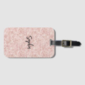 Roze Glitter Glans Bagagelabel (Voorkant (horizontaal))